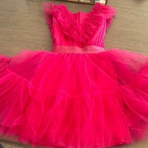MonnaLisa Pink Ruffled Kids Formal Dress